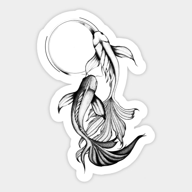 Koi fish couple | Enso circle | Love dance | Feng shui Sticker by ZuskaArt